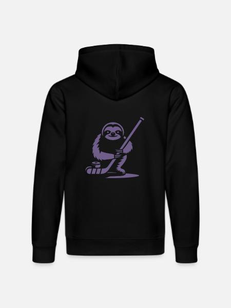 Sloth Ice Hockey Silhouette - Stanley/Stella DRUMMER Unisex Organic Hoodie - black