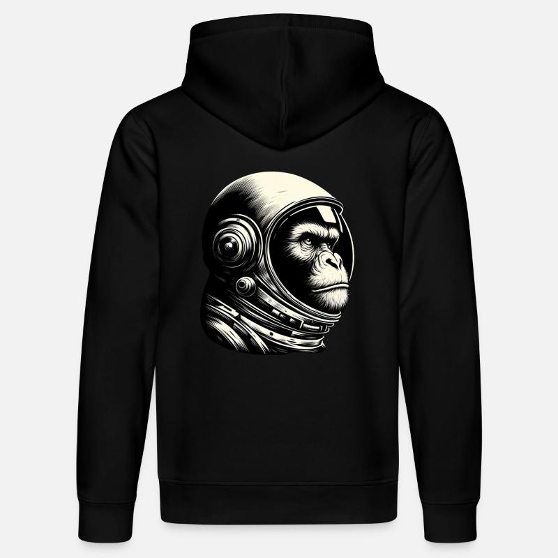 Chimpanzé, Astronaute, Réfléchi, Cosmos - Sweat à capuche bio DRUMMER Stanley/Stella Unisexe - noir