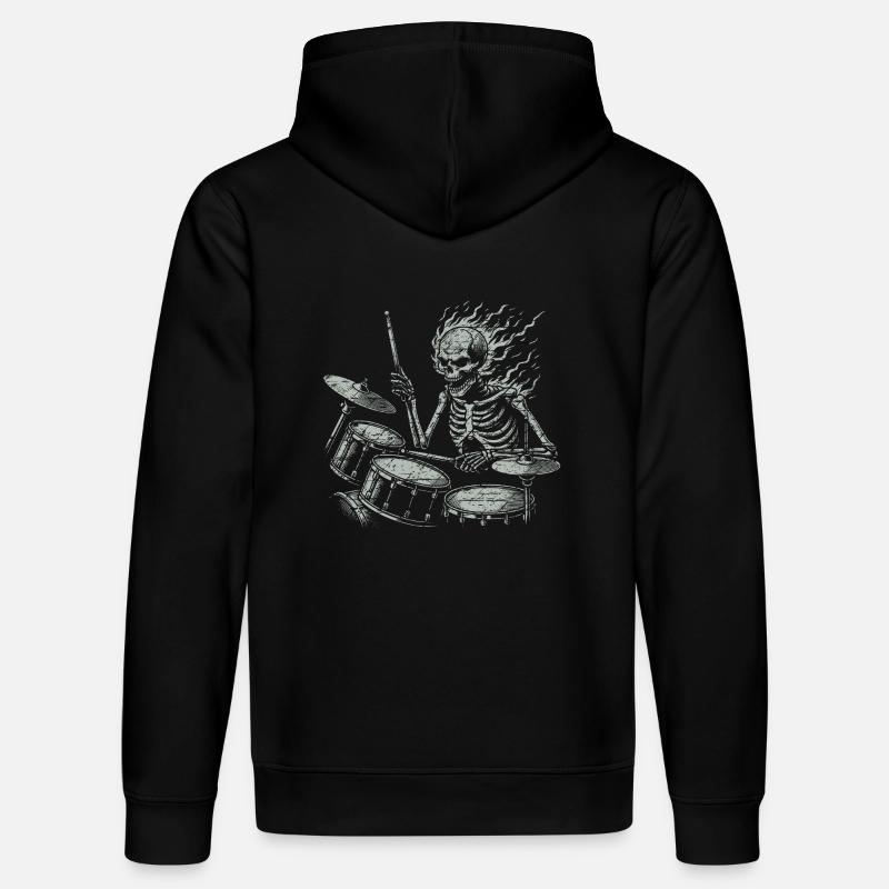 Drummer Skull Skelett am Drumset - Stanley/Stella Unisex Bio-Hoodie DRUMMER - Schwarz