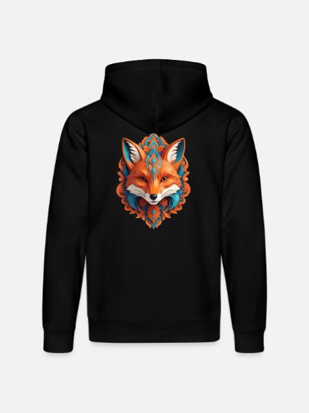 Cyber Fox Head - Stanley/Stella DRUMMER Unisex Organic Hoodie - black