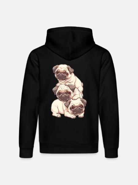 Pug Stack - Stanley/Stella DRUMMER Unisex Organic Hoodie - black