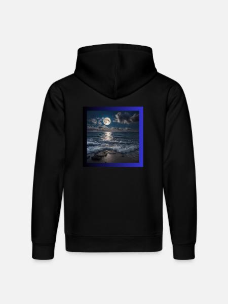 Full moon with sea - Stanley/Stella DRUMMER Unisex Organic Hoodie - black