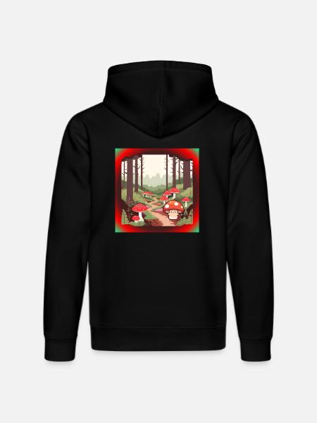 Mushrooms in the forest - Stanley/Stella DRUMMER Unisex Organic Hoodie - black