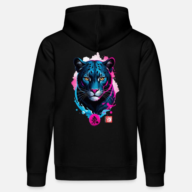 Panthère rêve rose bleu - Sweat à capuche bio DRUMMER Stanley/Stella Unisexe - noir