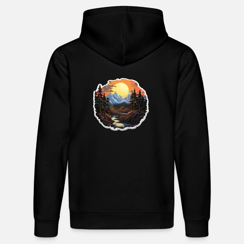 Paysage - Illustration - Sweat à capuche bio DRUMMER Stanley/Stella Unisexe - noir
