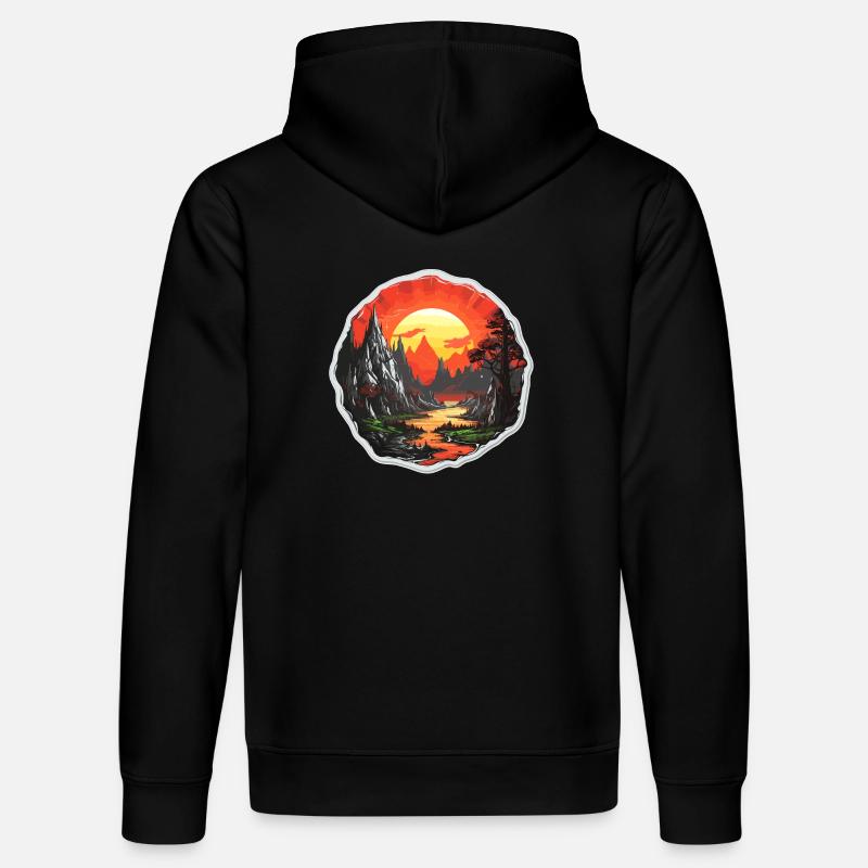 Paysage - Illustration - Sweat à capuche bio DRUMMER Stanley/Stella Unisexe - noir