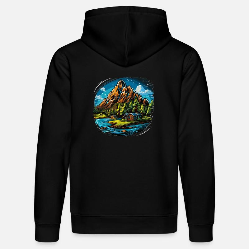 Paysage - Illustration - Sweat à capuche bio DRUMMER Stanley/Stella Unisexe - noir