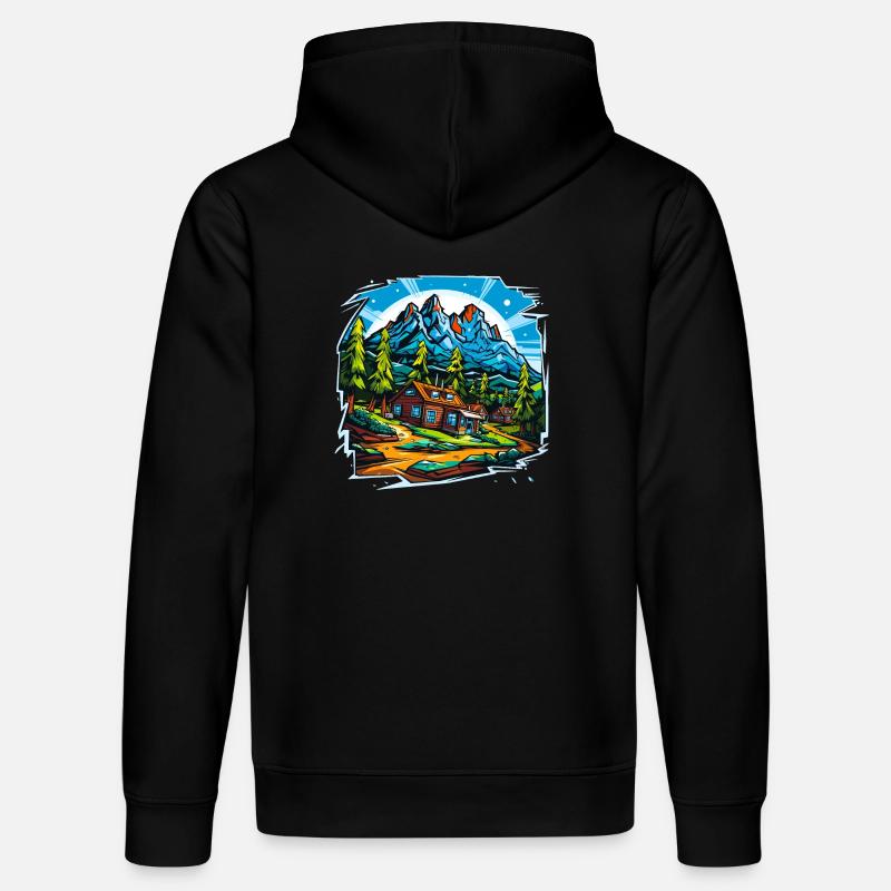 Paysage - Illustration - Sweat à capuche bio DRUMMER Stanley/Stella Unisexe - noir