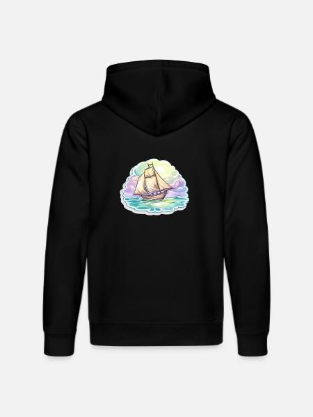 Sailboat - illustration - Stanley/Stella DRUMMER Unisex Organic Hoodie - black