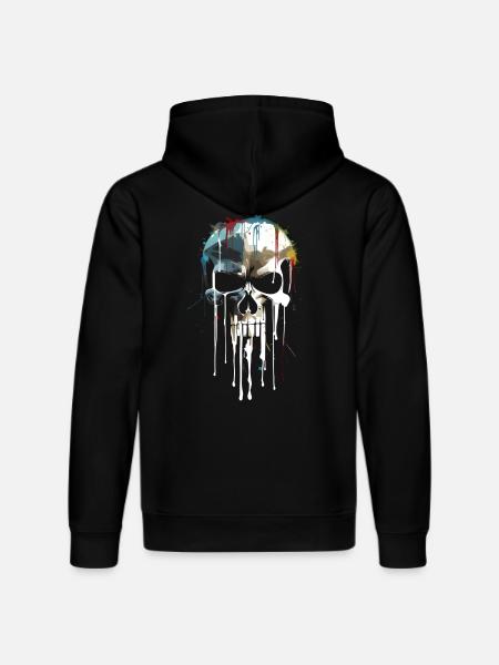 Skull Skull Death Dripping Painting - Stanley/Stella DRUMMER Unisex Organic Hoodie - black