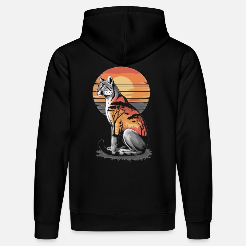 Savannah Cat Sunset - Stanley/Stella Unisex Bio-Hoodie DRUMMER  - Schwarz