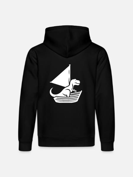 Cool Summer Sailboat T-Rex Silhouette - Stanley/Stella DRUMMER Unisex Organic Hoodie - black