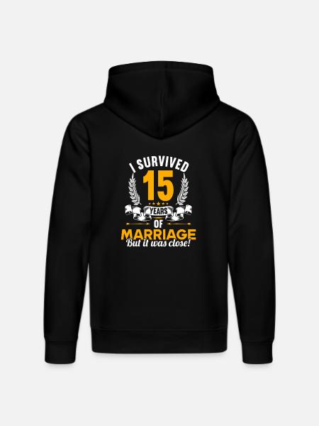 J’ai survécu à 15 ans de mariage 15ème anniversaire de mariage - Sweat à capuche bio DRUMMER Stanley/Stella Unisexe - noir