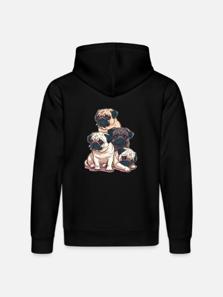Pug Stack - Stanley/Stella DRUMMER Unisex Organic Hoodie - black