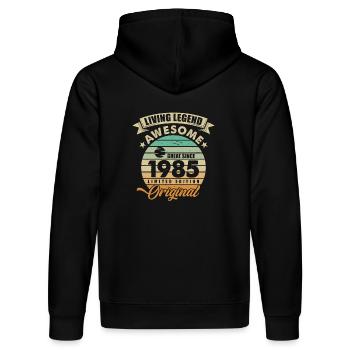 1985 Geburtstag Retro Orginal - Stanley/Stella Unisex Bio-Hoodie DRUMMER  - Schwarz - Hinten - Marisol (170cm)