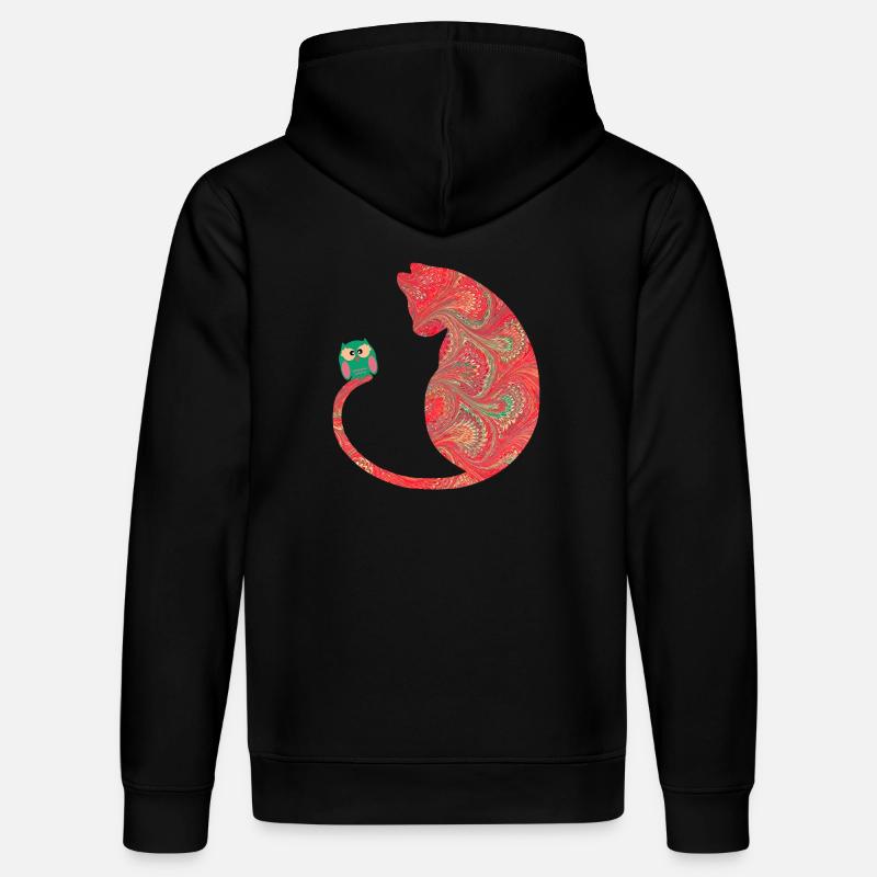 katze mit eule e 91 - Stanley/Stella Unisex Bio-Hoodie DRUMMER  - Schwarz