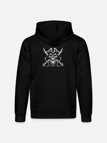 Pirate Skull Sabers - Stanley/Stella DRUMMER Unisex Organic Hoodie - black