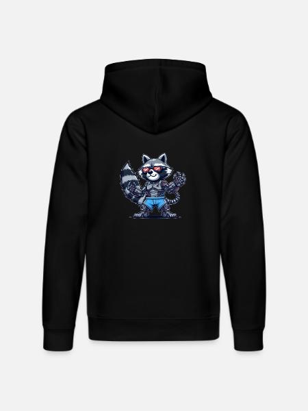 Raccoon Cyborg Robot Design - Stanley/Stella DRUMMER Unisex Organic Hoodie - black