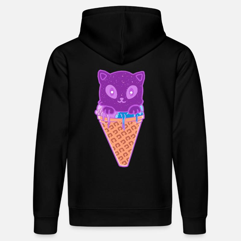 Katze Eiskreme Eiscrem - Stanley/Stella Unisex Bio-Hoodie DRUMMER  - Schwarz
