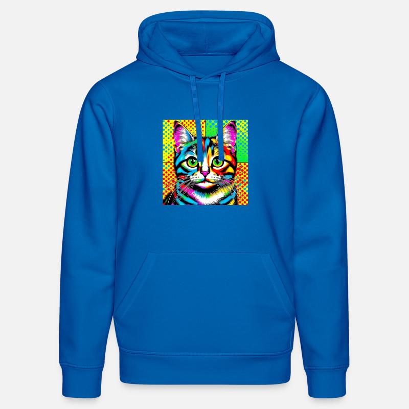 Chat Pop Art - Sweat à capuche bio DRUMMER Stanley/Stella Unisexe - bleu roi