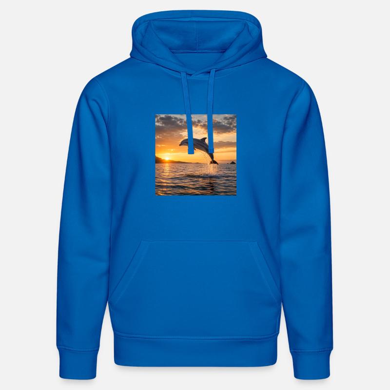 Dauphin au coucher du soleil - Sweat à capuche bio DRUMMER Stanley/Stella Unisexe - bleu roi