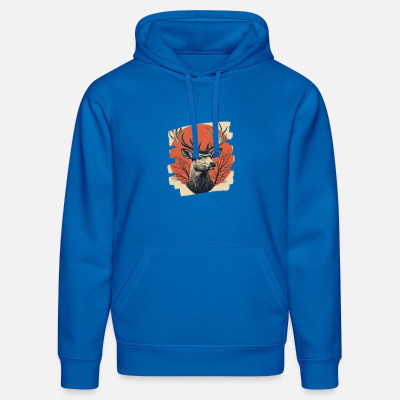 Cerf avec bois - Sweat à capuche bio DRUMMER Stanley/Stella Unisexe - bleu roi