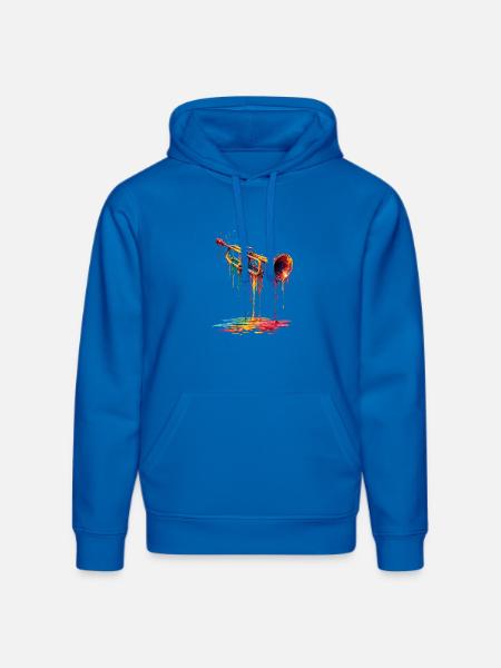 Trumpet with dripping paint - Stanley/Stella DRUMMER Unisex Organic Hoodie - royal blue