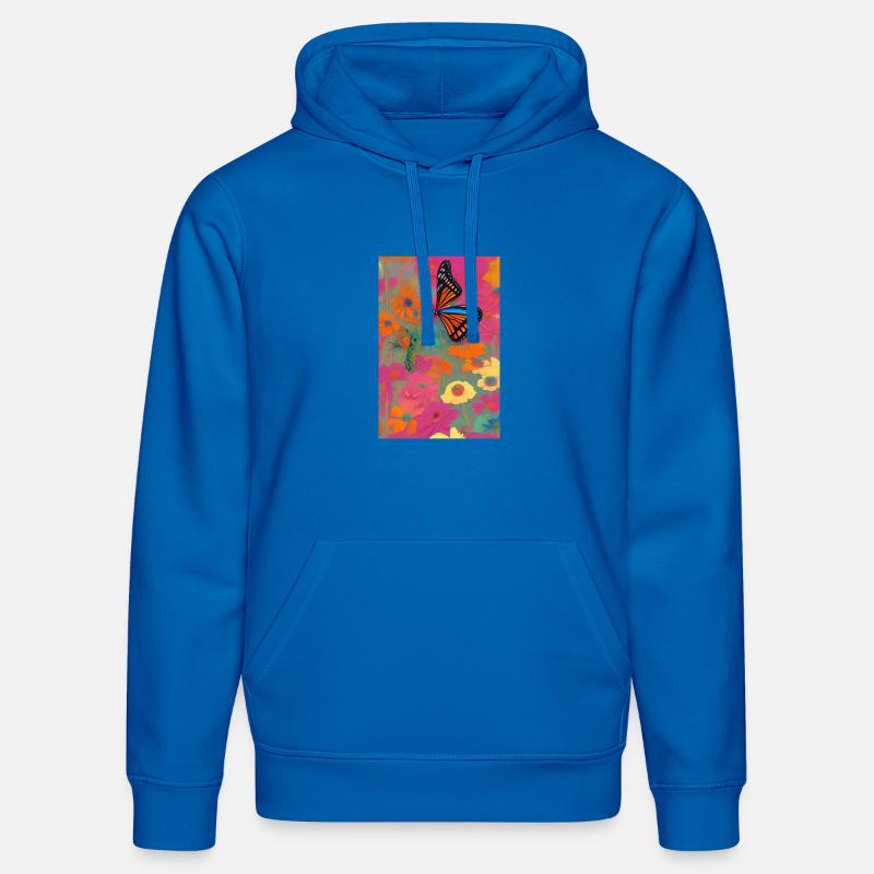 Fleurs et papillon - Sweat à capuche bio DRUMMER Stanley/Stella Unisexe - bleu roi
