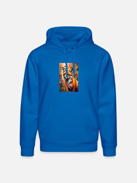 Fox flowers abstract fox lover gift - Stanley/Stella DRUMMER Unisex Organic Hoodie - royal blue