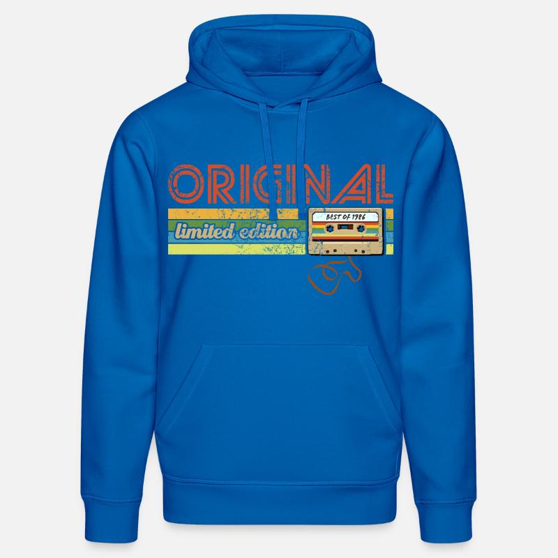 Édition Originale Limitée 1986 - Cassette - Sweat à capuche bio DRUMMER Stanley/Stella Unisexe - bleu roi