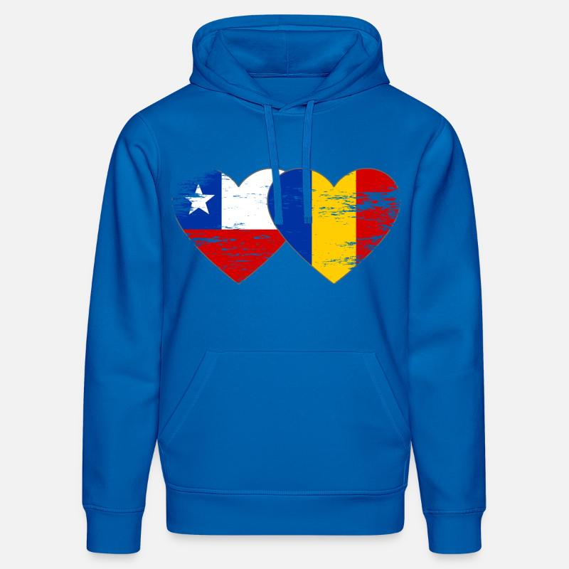 Cœur du drapeau Chili-Roumanie utilisé - Sweat à capuche bio DRUMMER Stanley/Stella Unisexe - bleu roi