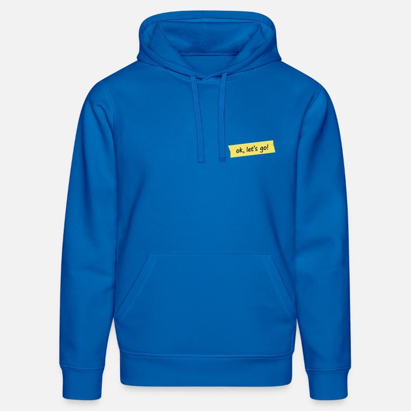 Ok, allons-y ! Conception du ruban jaune - Sweat à capuche bio DRUMMER Stanley/Stella Unisexe - bleu roi