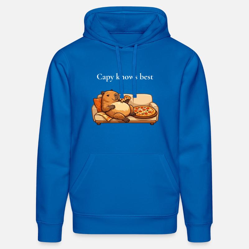 Capybara Mit Pizza Auf Sofa - Stanley/Stella Unisex Bio-Hoodie DRUMMER  - Königsblau