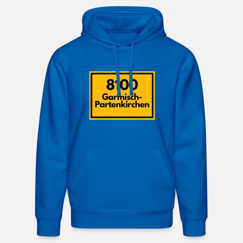 ANCIEN CODE POSTAL 8100 GARMISCH-PARTENKIRCHEN - Sweat à capuche bio DRUMMER Stanley/Stella Unisexe - bleu roi