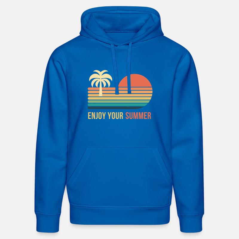 Coucher de soleil rétro palmier - Sweat à capuche bio DRUMMER Stanley/Stella Unisexe - bleu roi