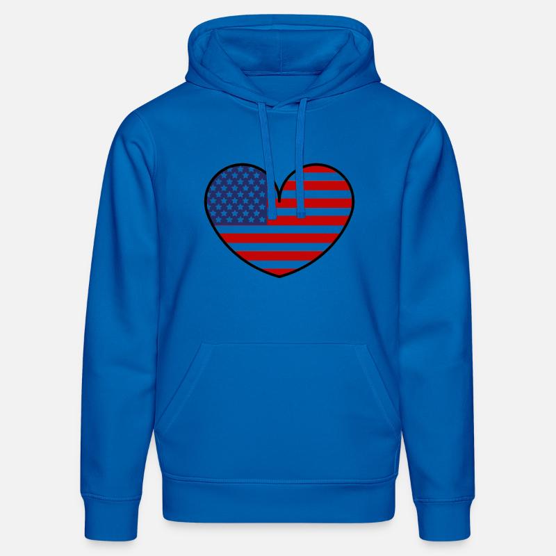 Cœur du drapeau américain - Sweat à capuche bio DRUMMER Stanley/Stella Unisexe - bleu roi