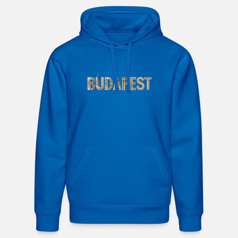 BUDAPEST – Conception typographique architecturale - Sweat à capuche bio DRUMMER Stanley/Stella Unisexe - bleu roi