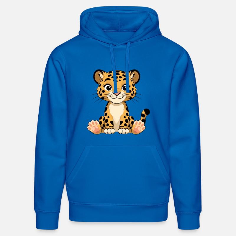 Tirage de dessin animé Chaton Léopard - Sweat à capuche bio DRUMMER Stanley/Stella Unisexe - bleu roi