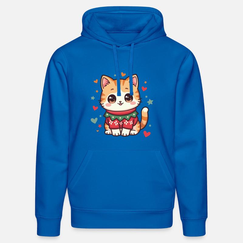 Chat de Noël - Sweat à capuche bio DRUMMER Stanley/Stella Unisexe - bleu roi