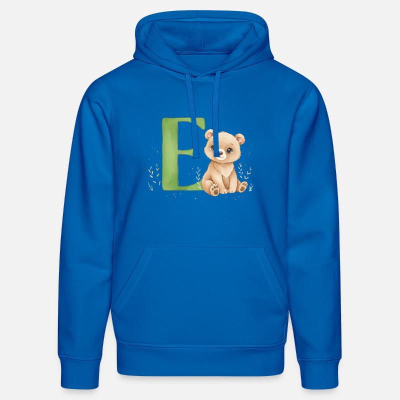 E mit Teddy: Verspielter Buchstabe E - Stanley/Stella Unisex Bio-Hoodie DRUMMER  - Königsblau