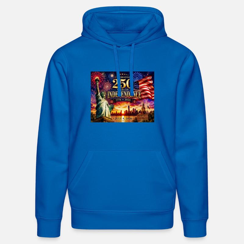 250 ans d’indépendance 1776-2026 - Sweat à capuche bio DRUMMER Stanley/Stella Unisexe - bleu roi