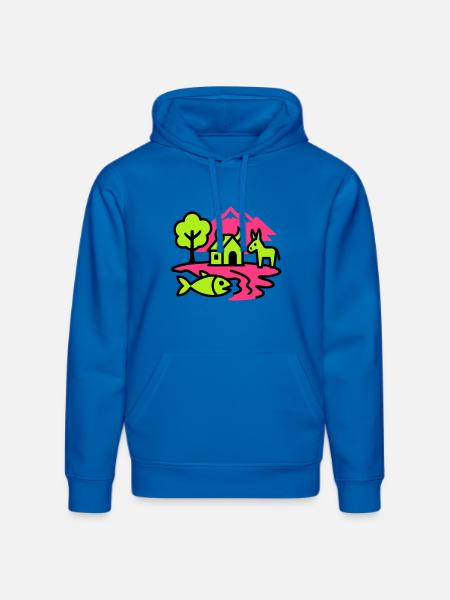 Naïve Pop Art Landscape - Stanley/Stella DRUMMER Unisex Organic Hoodie - royal blue