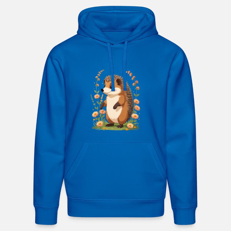 Hérisson mignon avec couronne de fleurs - Sweat à capuche bio DRUMMER Stanley/Stella Unisexe - bleu roi