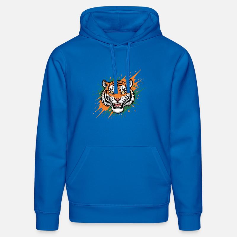 Art éclaboussuré de tête de tigre - Sweat à capuche bio DRUMMER Stanley/Stella Unisexe - bleu roi