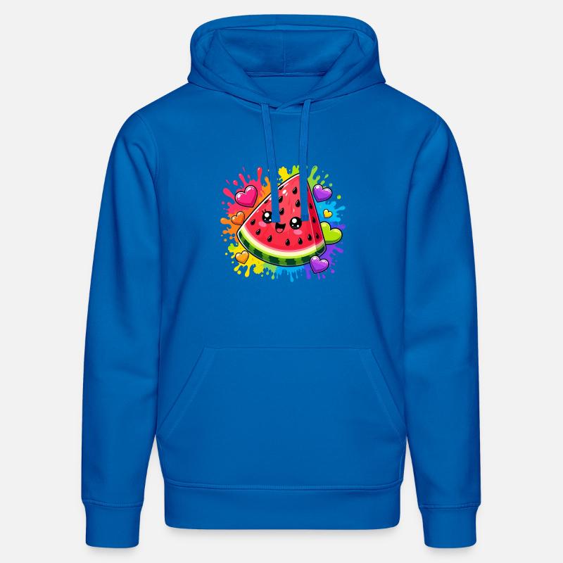 Pastèque Kawaii avec arc-en-ciel - Sweat à capuche bio DRUMMER Stanley/Stella Unisexe - bleu roi