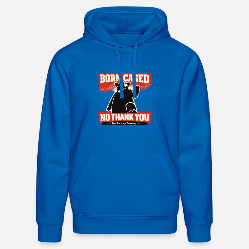 Né pris – Non merci, élevage industriel - Sweat à capuche bio DRUMMER Stanley/Stella Unisexe - bleu roi
