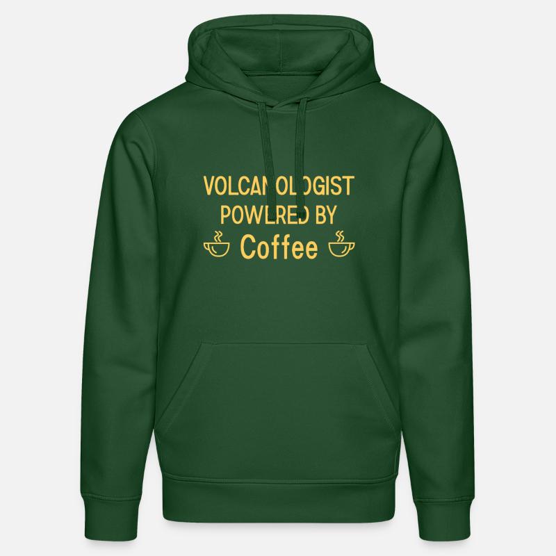 Volcanologue propulsé par Coffee Volcanology - Sweat à capuche bio DRUMMER Stanley/Stella Unisexe - vert bouteille
