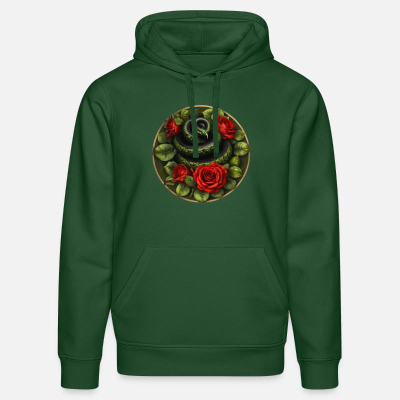 Serpent et roses rouges - Sweat à capuche bio DRUMMER Stanley/Stella Unisexe - vert bouteille