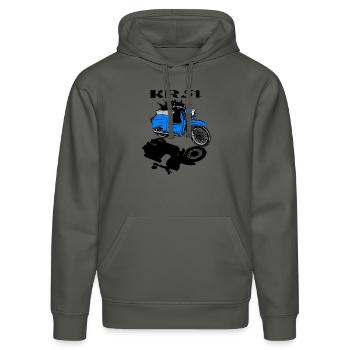 Simson Schwalbe Moped - Stanley/Stella Unisex Bio-Hoodie DRUMMER  - Anthrazit - Vorne - Marisol (170cm) & Nik (191cm)
