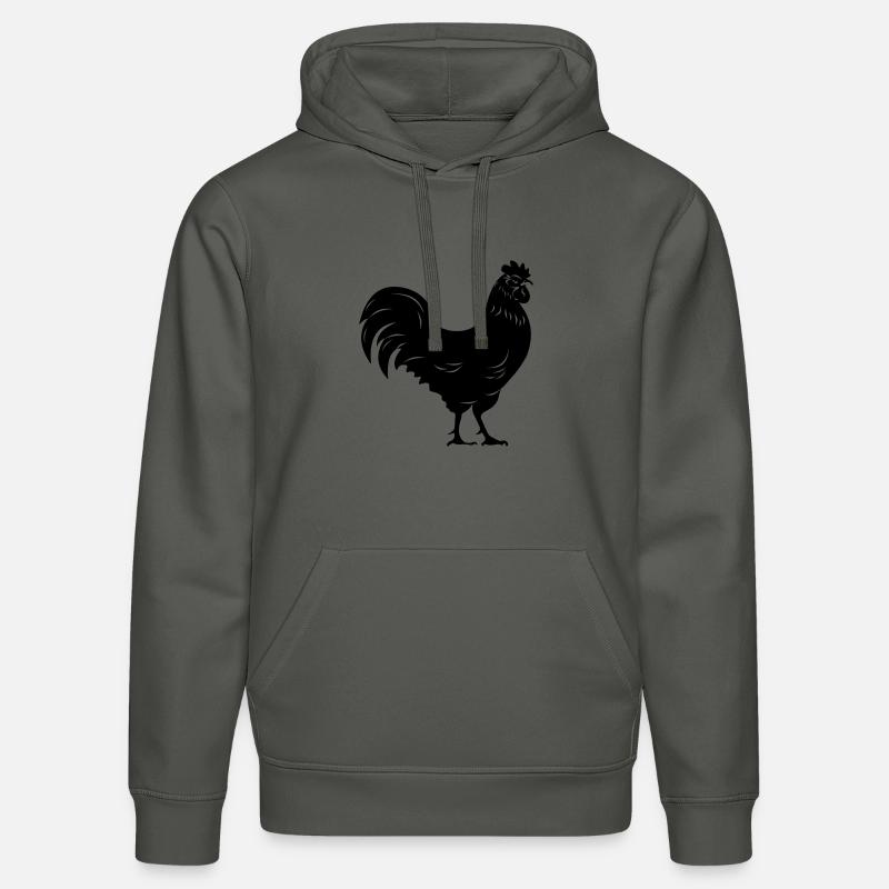 Coq noir transparent Image d’ombre - Sweat à capuche bio DRUMMER Stanley/Stella Unisexe - charbon